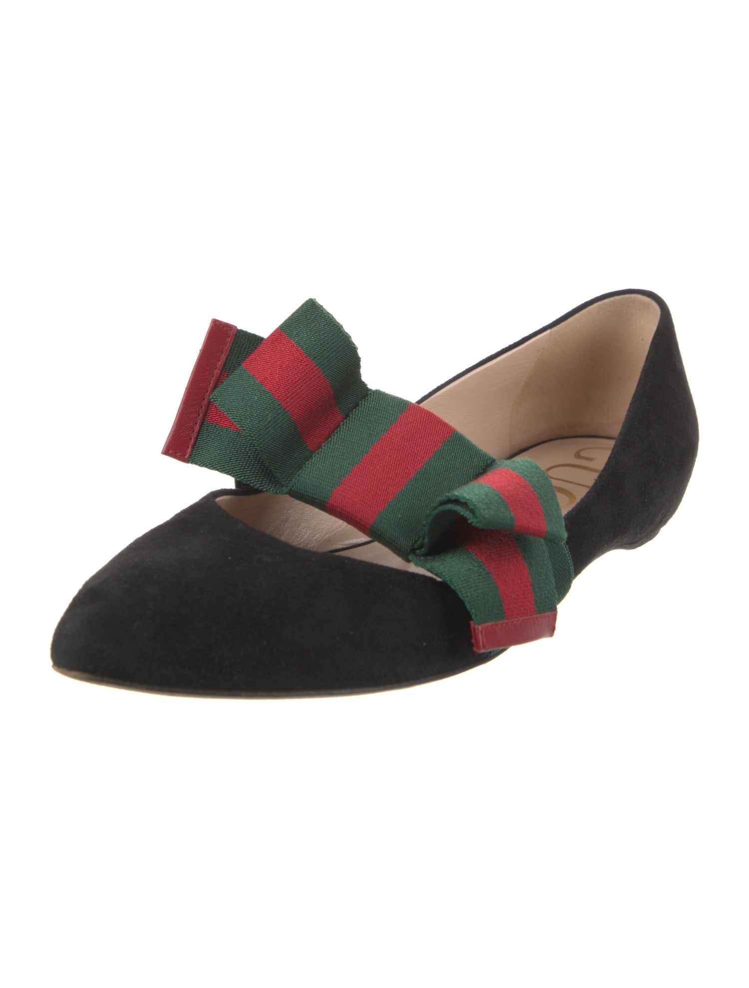 Gucci Web Accent Suede Mary Jane Flats